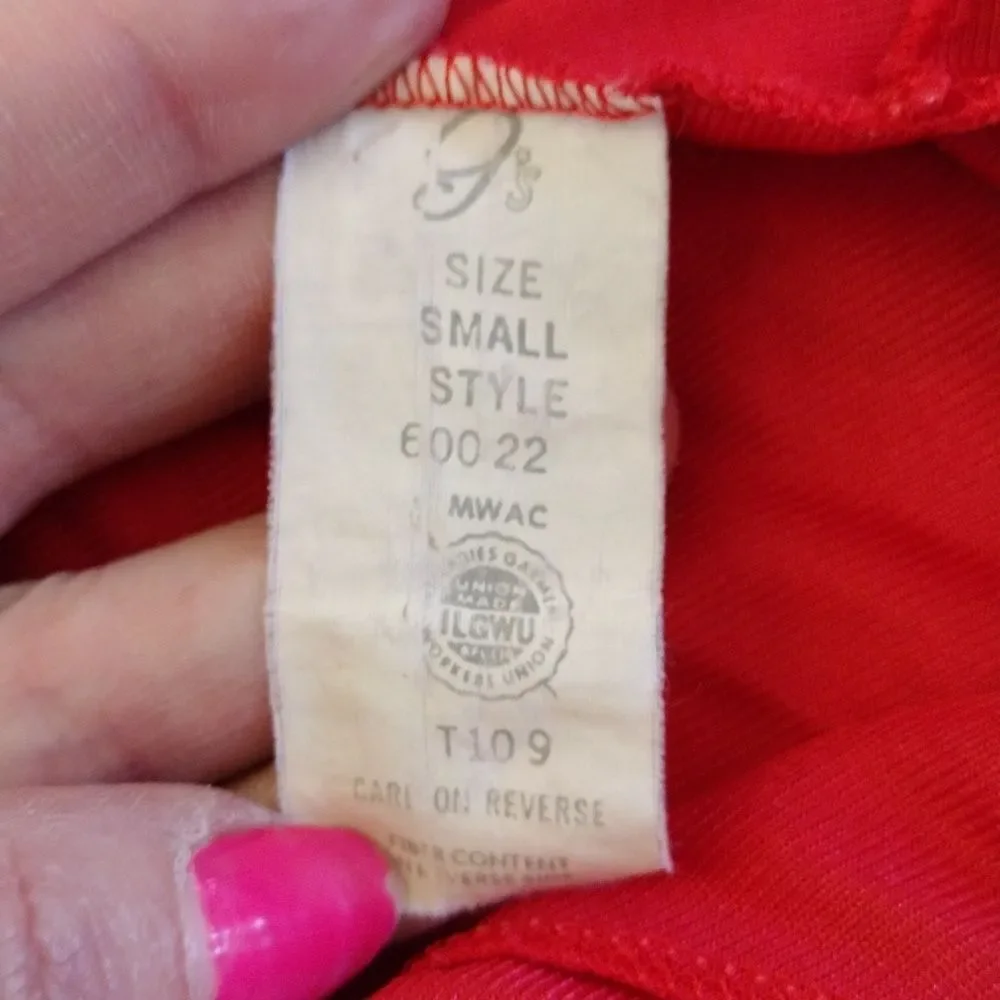 VTG 60s USA Red Black Nylon Scoop Neck Babydoll Lingerie Slip Small RARE - Picture 14 of 16